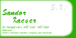sandor kacser business card